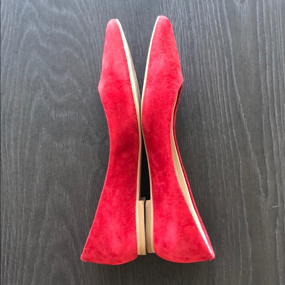 Red suede flats size 4 - Picture 2 of 3